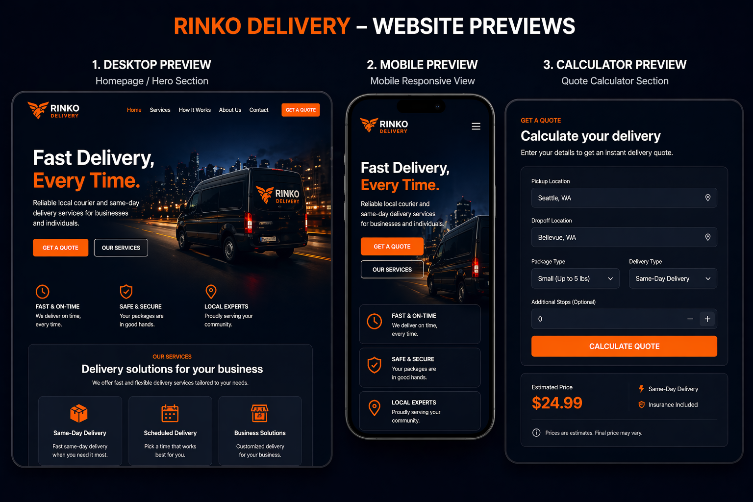 Rinko Delivery website preview